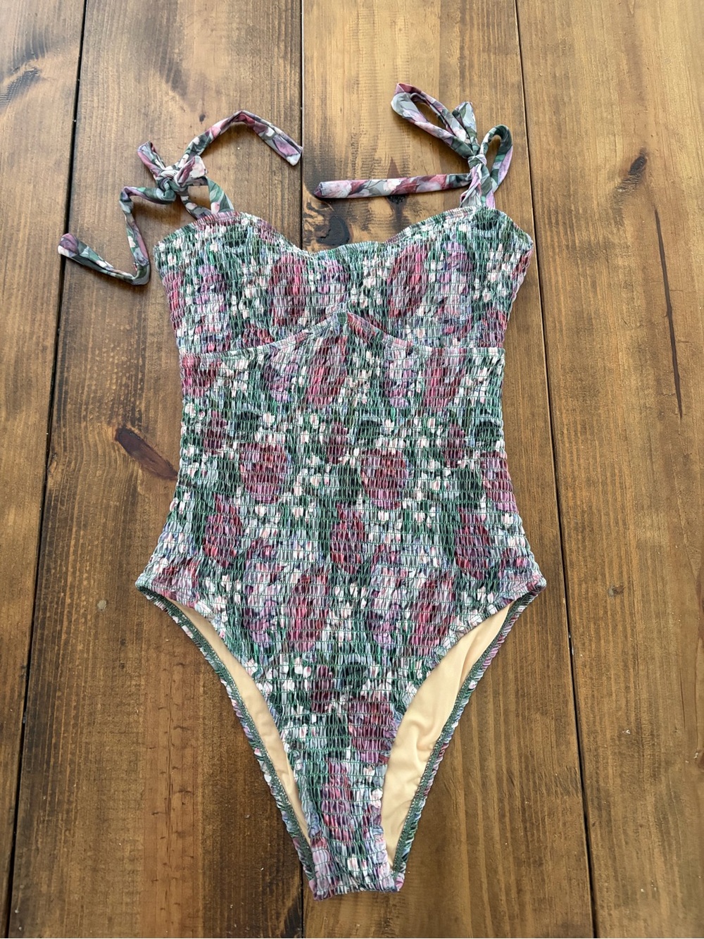 Geode Lotus Smocked One-Piece Swimsuit